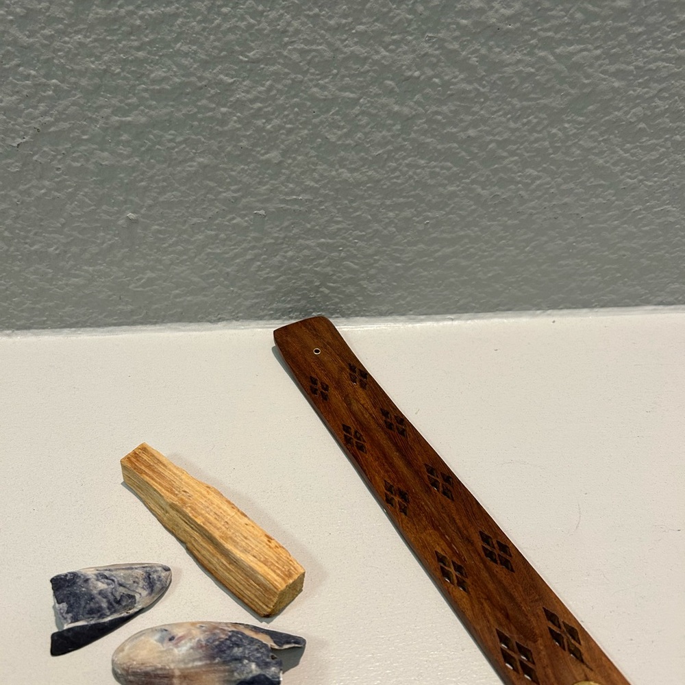 Wooden Incense Holder with Carved Design